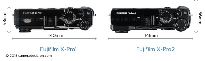 Fujifilm-X-Pro1-vs-Fujifilm-X-Pro2-top-view-size-comparison